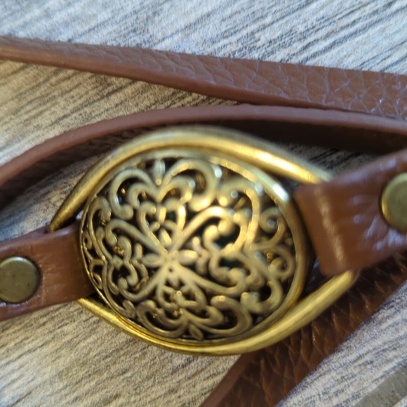 Premier Designs Faux Leather + Turquoise Wrap Bracelet - Picture 3 of 4